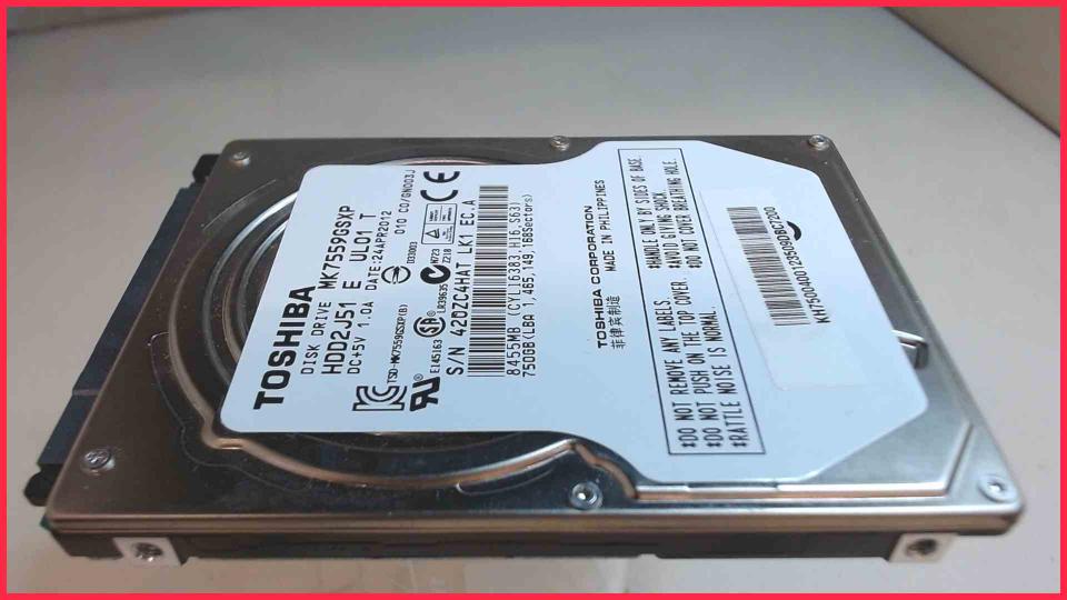 HDD hard drive 2.5\" 750GB SATA Toshiba MK7559GSXP (1055h)