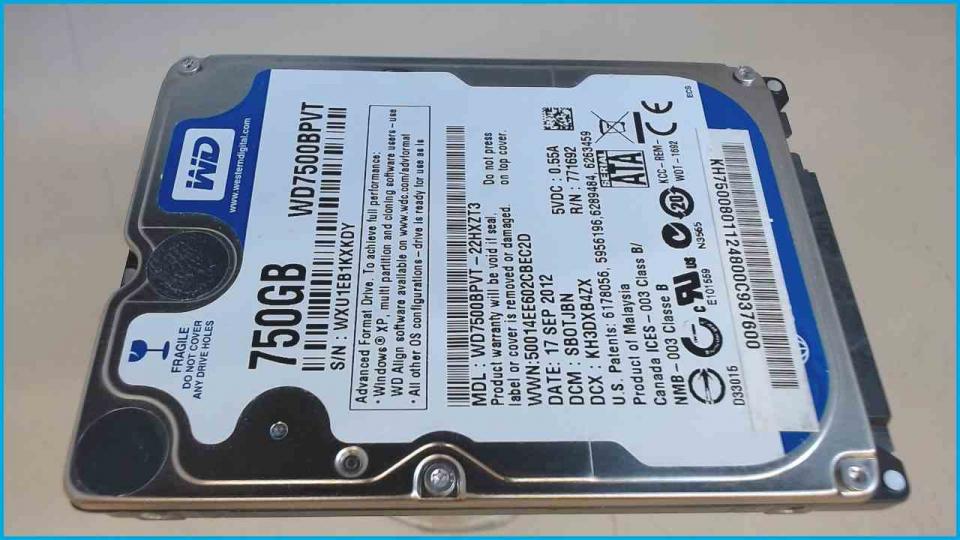 HDD hard drive 2.5" 750GB SATA Western Digital WD7500BPVT (Neuwertig 305h)