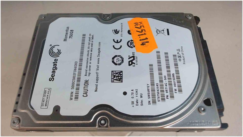 HDD hard drive 2.5\" 750GB Seagate ST9750420AS SATA EVESHAM 8615 MIM2320 MIM2310