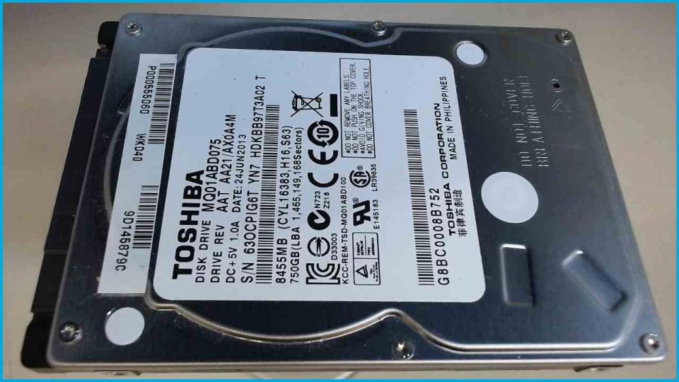 HDD hard drive 2.5" 750GB Toshiba (SATA) MQ01ABD075 Asus K70A (2)