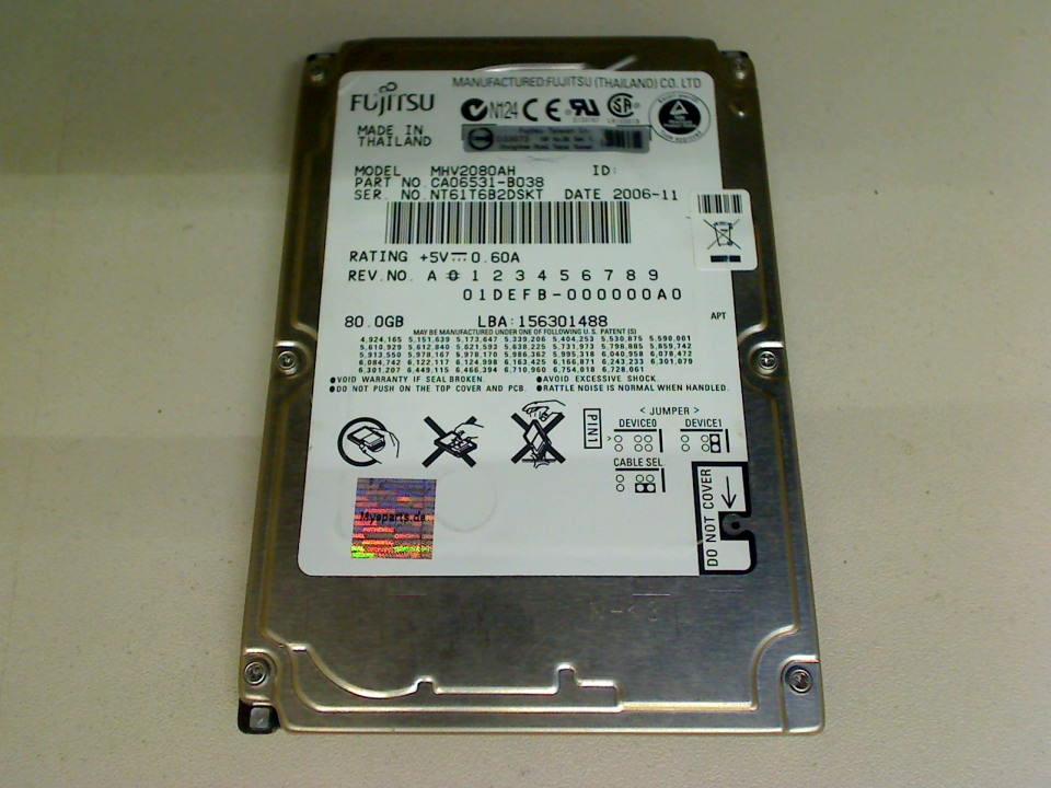 HDD hard drive 2.5" 80GB Fujitsu MHV2080AH AT IDE Yakumo 8050