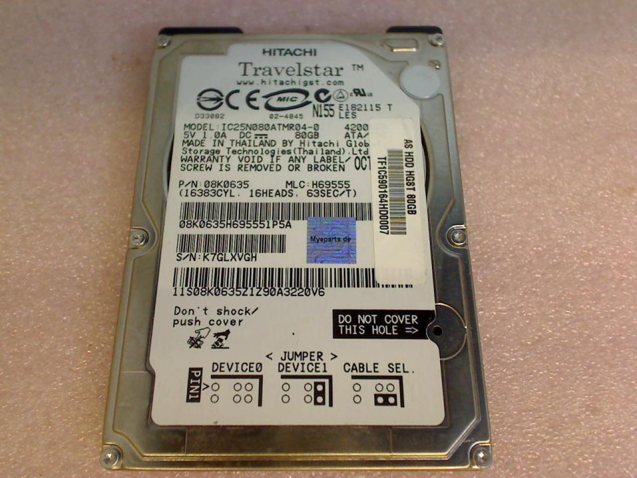 HDD hard drive 2.5" 80GB Hitachi IDE IC25N080ATMR04-0 IBM ThinkPad 2373 T40 (3)
