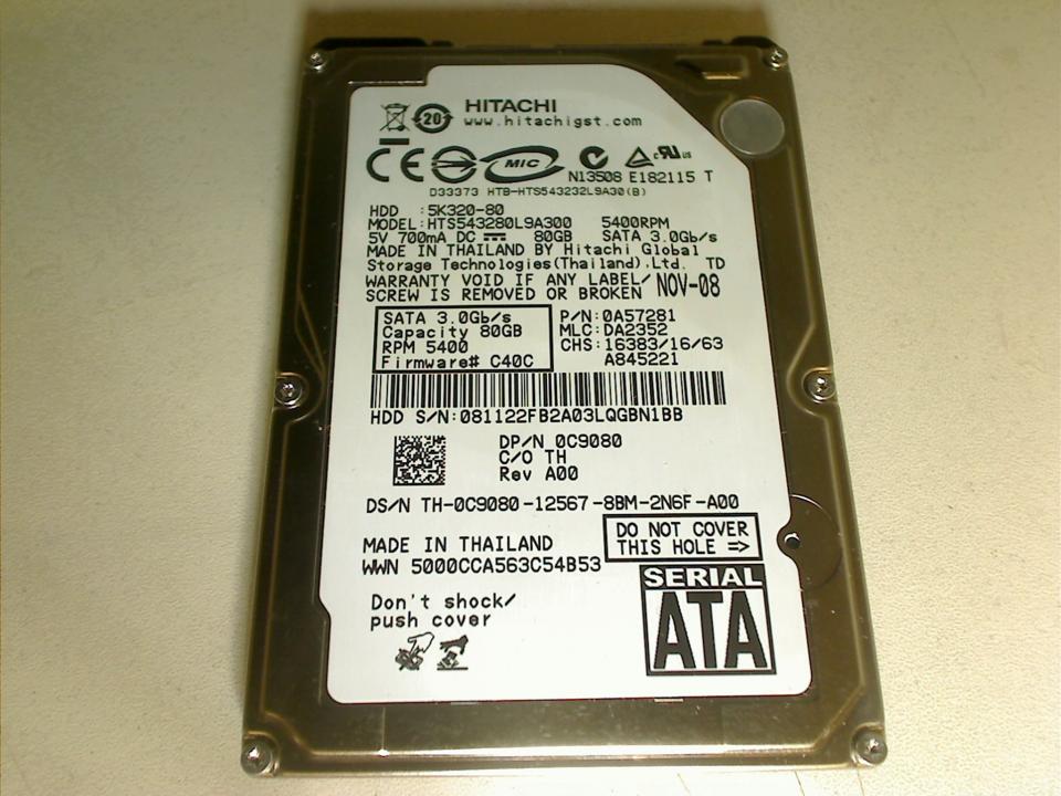 HDD hard drive 2.5" 80GB (SATA) 5K320-80 Hitachi