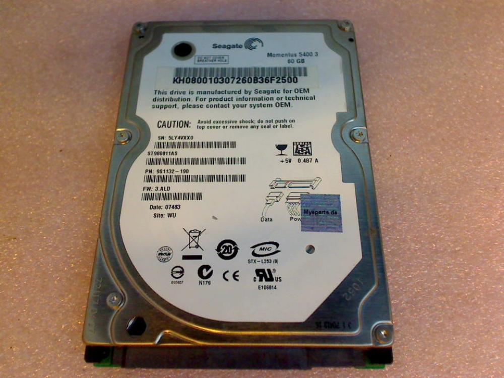 HDD hard drive 2.5" 80GB SATA Seagate ST980811AS MSI EX623 MS-1674