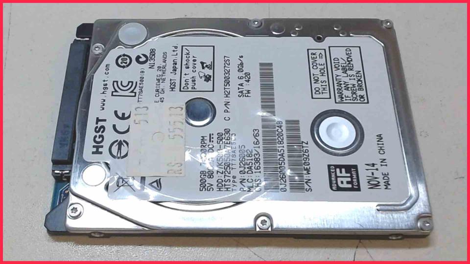 HDD hard drive 2.5" HGST 500GB SATA Z7K500-500 Shuttle XH110V