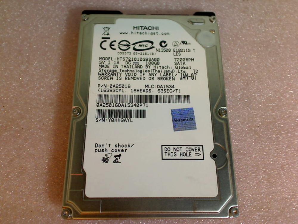 HDD hard drive 2.5" Hitachi SATA HTS721010G9SA00 Acer 7520G ICY70 (7)