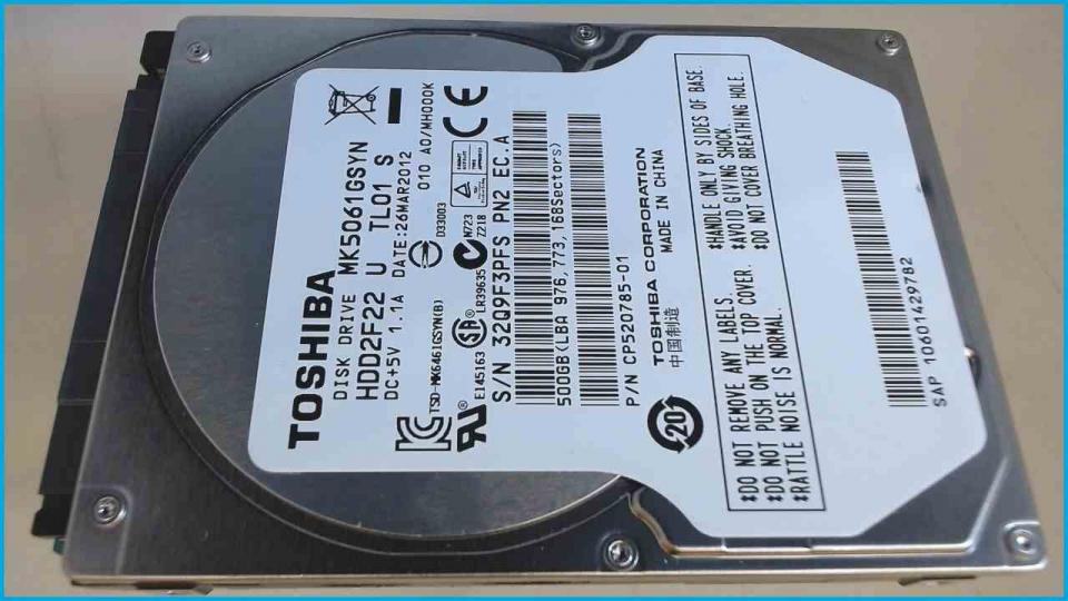 HDD hard drive 2.5" Toshiba 500GB HDD2F22 SATA 7200rpm 16MB (3846h)