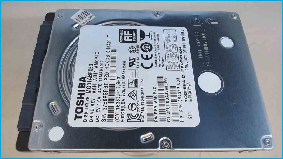 HDD hard drive 2.5\" Toshiba 500GB SATA III 8MB MQ01ABF050 (863h)