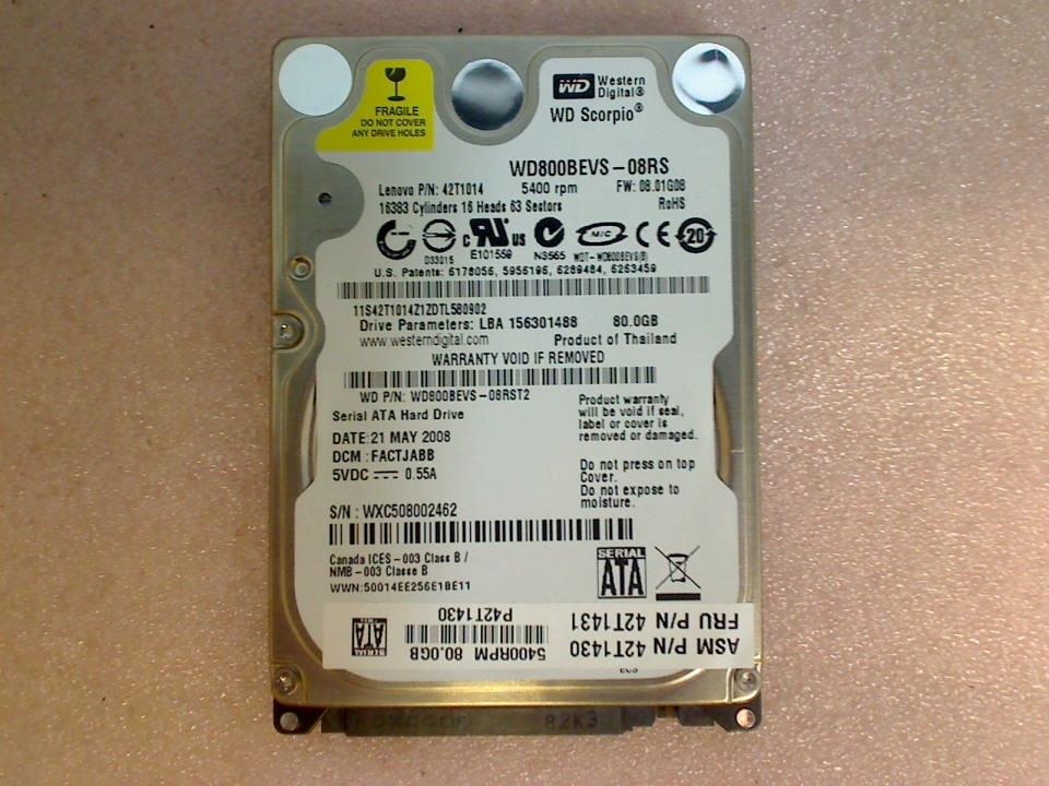 HDD hard drive 2.5" WD800BEVS 80GB SATA Western Digital