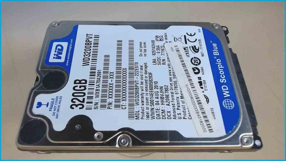 HDD hard drive 2.5" Western Digital 320GB WD3200BPVT SATA 5400rpm 8MB (1516h)