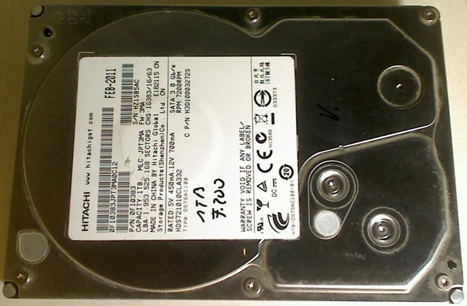 HDD Festplatte 3,5" 1 TB SATA 7200 Hitachi HDS721010CLA332