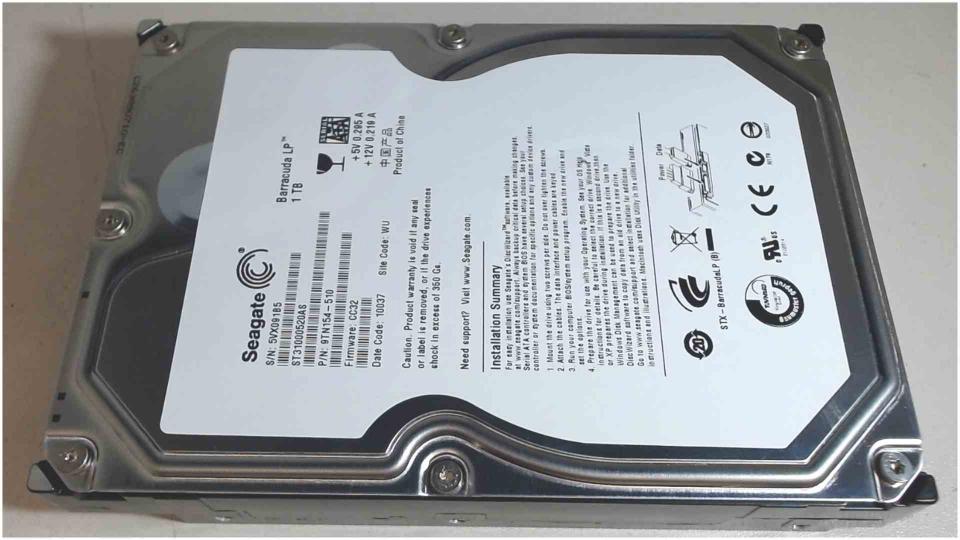 HDD hard drive 3.5" 1000GB 1TB 5900RPM SATA II Seagate ST31000520AS (848h)