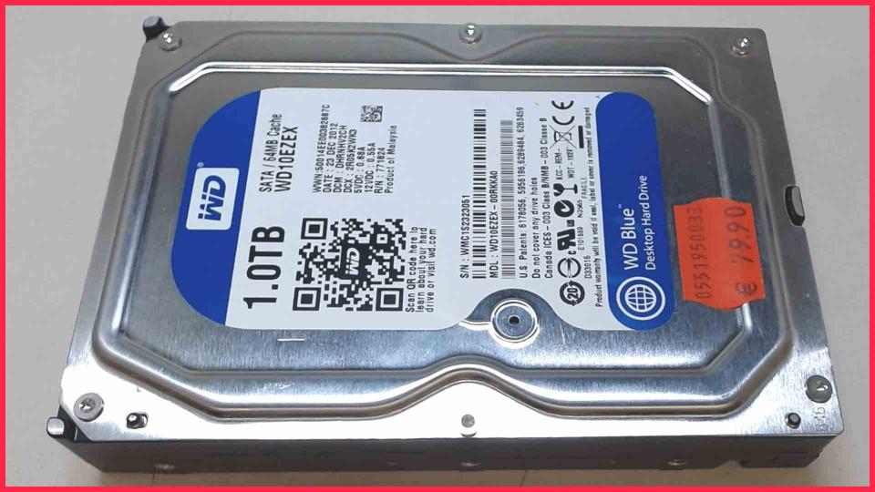 HDD hard drive 3.5"  1TB 1000GB 7200RPM SATA WDC WD10EZEX (121h)