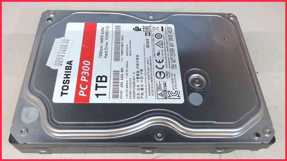 HDD hard drive 3.5" 1TB 1000GB SATA 7200RPM Toshiba P300 HDWD110UZSVA (7416h)