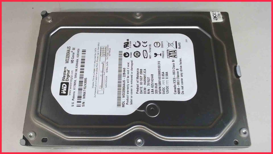 HDD Festplatte 3,5" 320GB SATA (37.393h) Western Digital WD3200AAJS