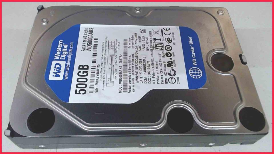 HDD hard drive 3.5" 500GB 7200 RPM 16MB SATA Western Digital WD5000AAKS (3220h)