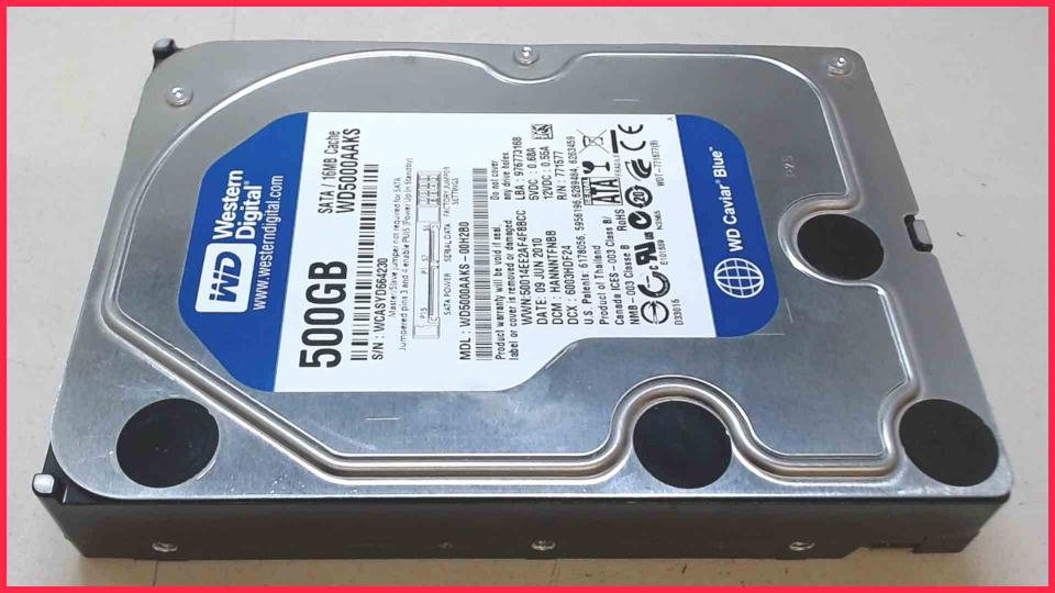 HDD hard drive 3.5"  500GB 7200 RPM 16MB SATA Western Digital WD5000AAKS (507h)