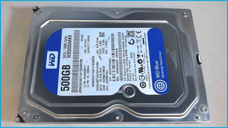 HDD hard drive 3.5" 500GB SATA 16MB 7200RPM Western Digital WD5000AAKX (45390h)