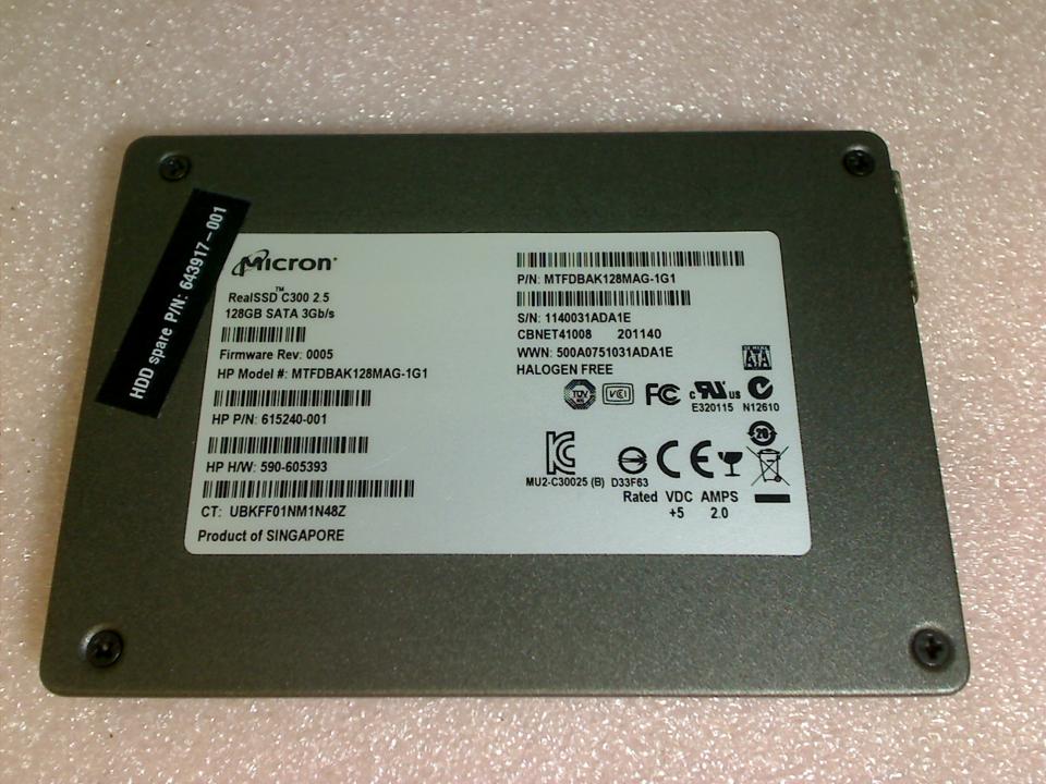 HDD SSD Hard Disk 128GB STAT 3Gb/s 615240-001 Micron RealSSD C300 2.5