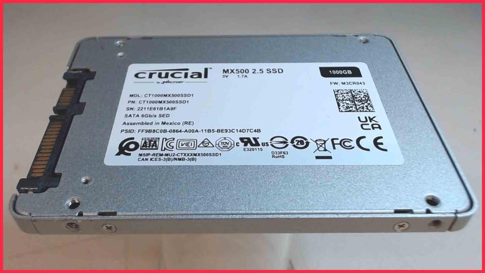 HDD SSD Hard Disk 1TB 1000GB 2.5\" Crucial MX500 Aspire E 17 E5-721-23FA ZYV