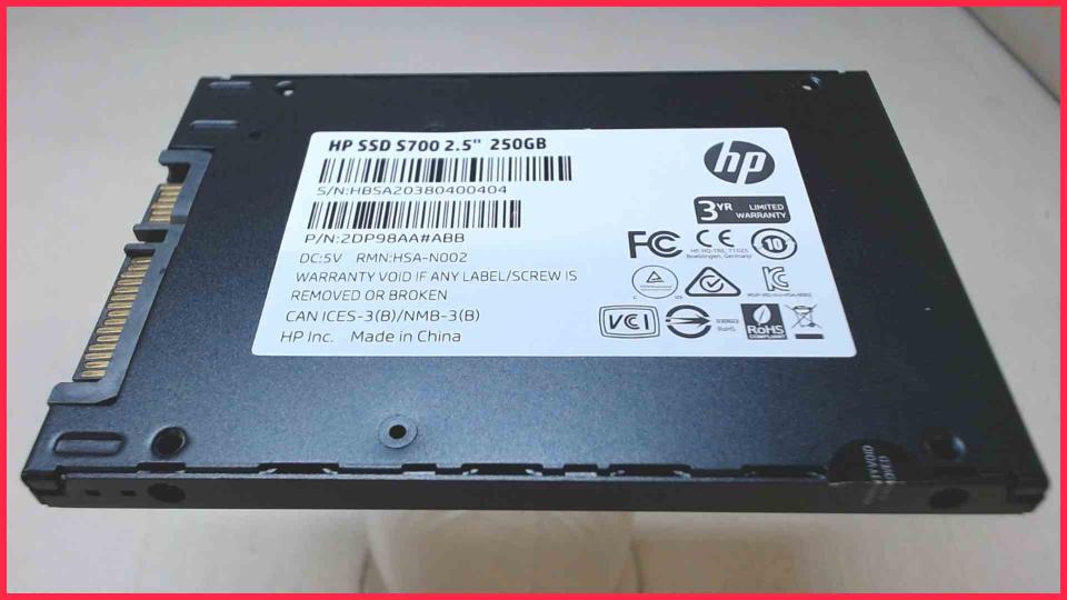 HDD SSD Hard Disk  250GB HP SSD S700 2.5" SATA (38882h)