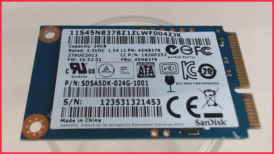 HDD SSD Hard Disk SanDisk Mini 24GB mSATA 45N8379 Lenovo IdeaPad U310 i3