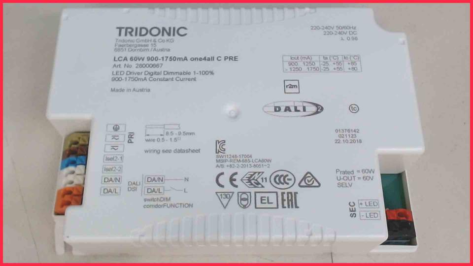 LED Drivers TRIDONIC LCA 60W 900-1750mA one4all C PRE