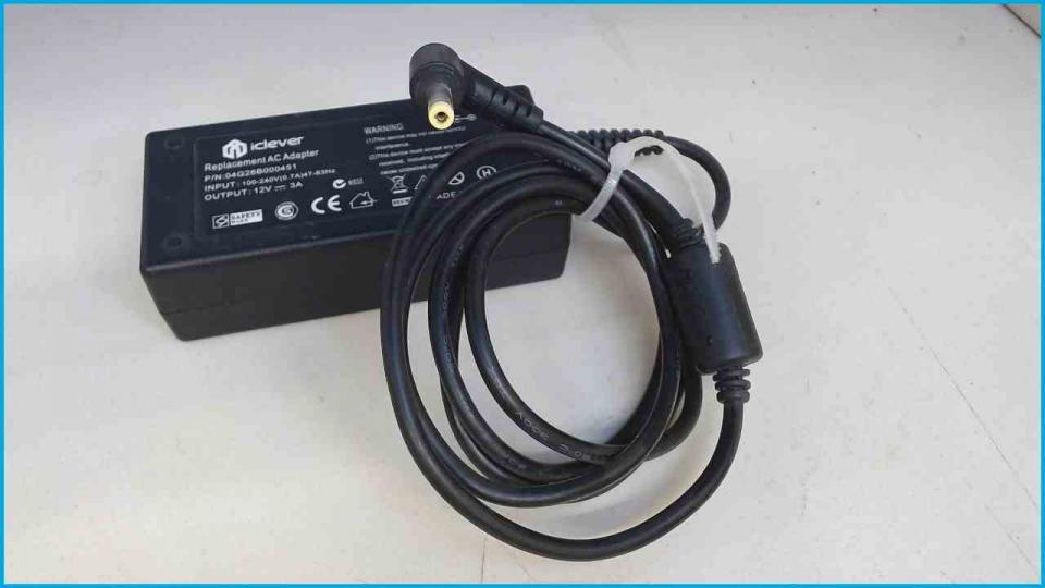 Power Supply Adapter 12V 3A (100-240V 47-63Hz) Asus iclever 04G26B000451