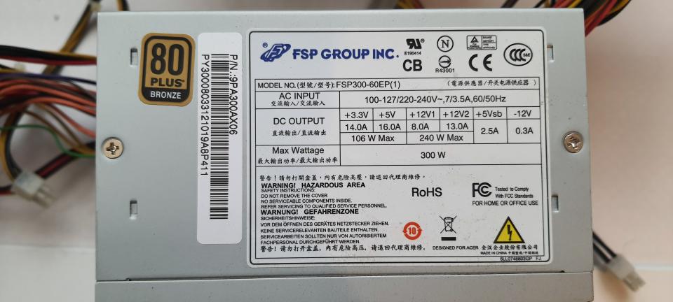 Power Supply Netzteil 300 WATT FSP Group INC FSP300-60EP