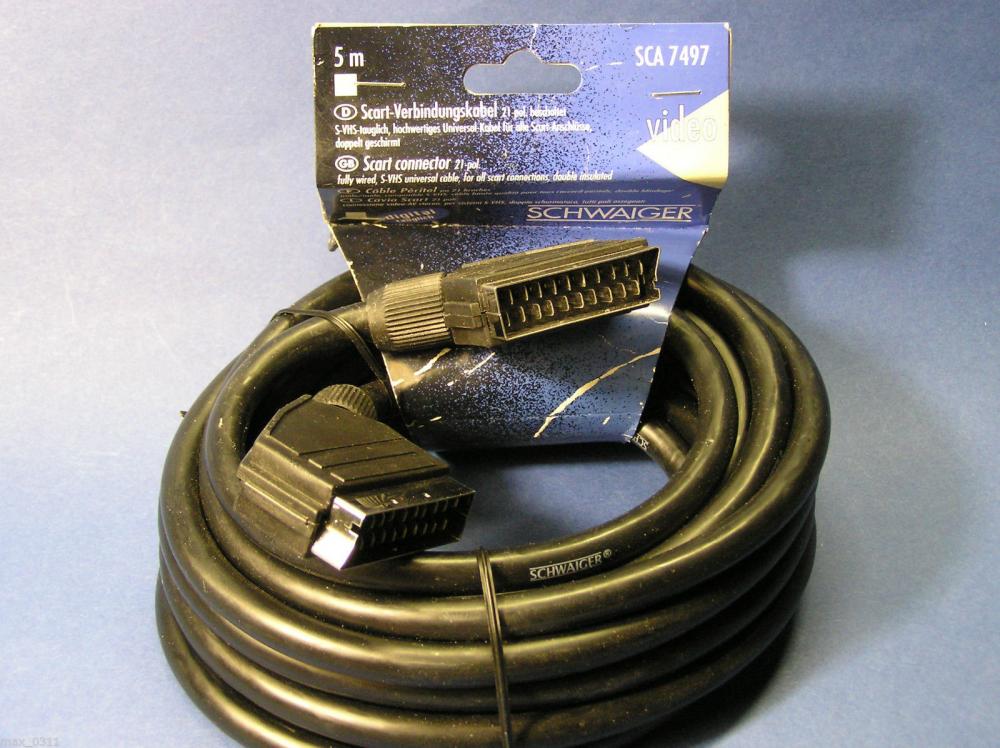 SCART Connection Cable 5m 21-pol. doppelt geschirmt SCA 7497 Schwaiger Neu OVP