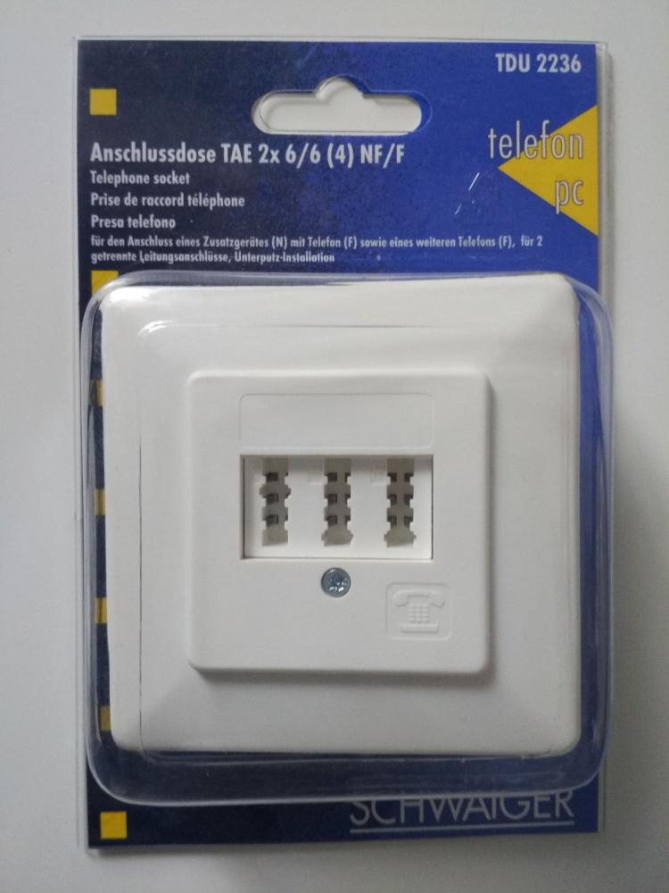 Telephone socket TAE 2x6/6 (4)NF/F TDU2236 Schwaiger New OVP