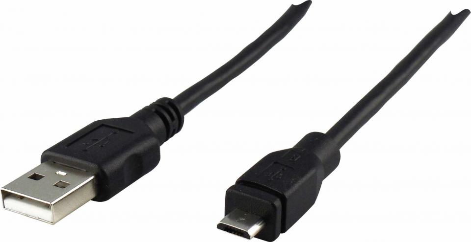 USB connection cable type A/B Micro 1.8m Schwarz CK 1512 Schwaiger Neu OVP