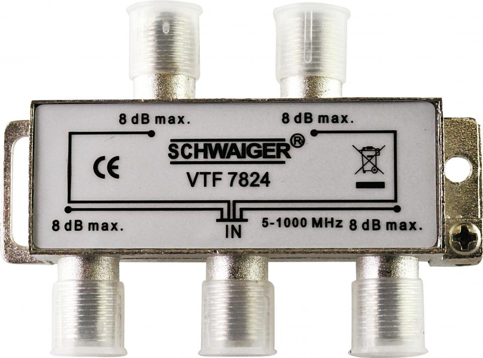 Splitter (4-way) F-Connectoren Antenne VTF 7824 Schwaiger Neu OVP