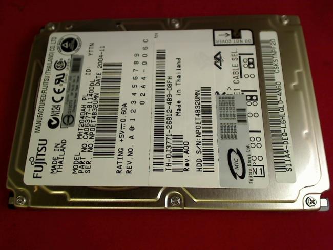 40GB HDD Festplatte Fujitsu MHT2040AH PL 2.5" IDE Dell PP05L D600 Latitude