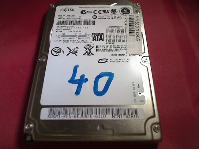 40GB Fujitsu IDE 2.5" HDD MHV2040BH Acer Aspire 5680 BL50
