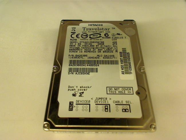 60 GB Hitachi HTS421260H9AT00 IDE 2.5" Festplatte HDD Asus A3HF