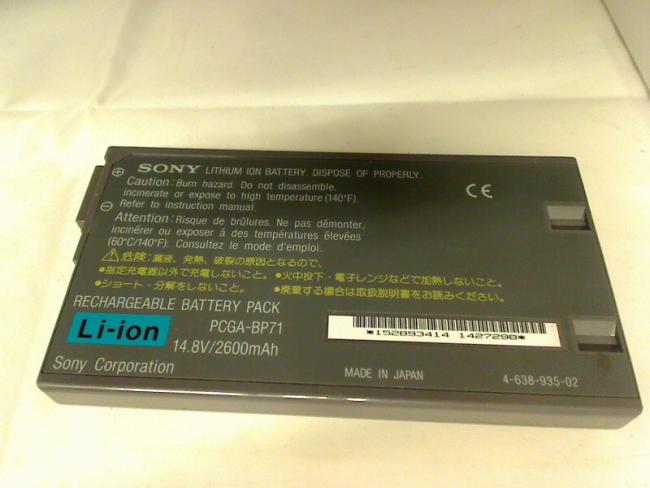 Original Akku 14.8V 2600mAh PCGA-BP71 Sony PCG-932A (Unaudited/Unchecked)