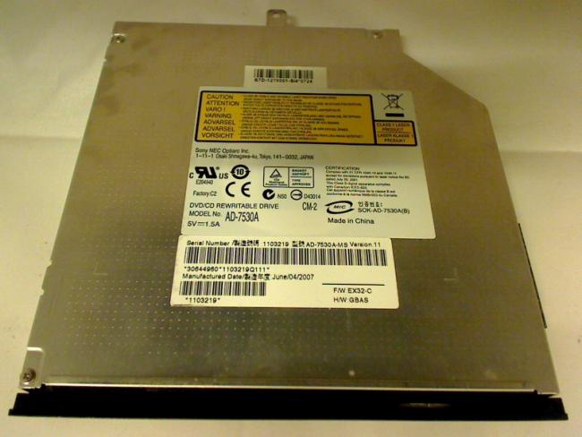 DVD Burner AD-7530A with Bezel & Fixing MSI Megabook M16P71 MS-1632