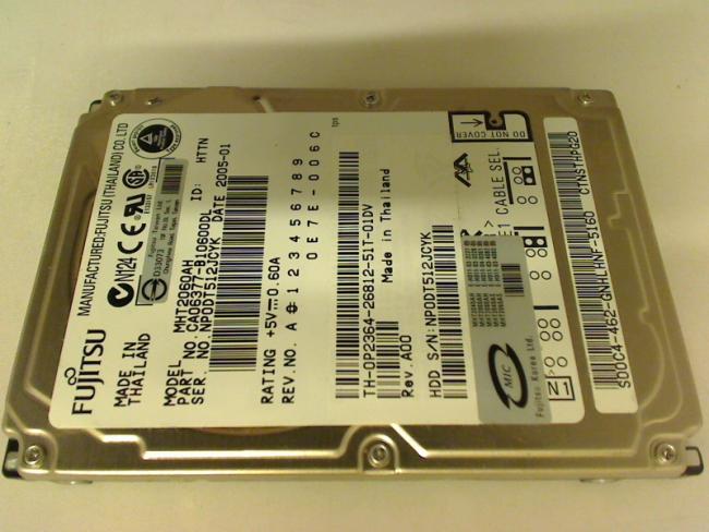 60GB Fujitsu MHT2060AH 2.5" IDE HDD from Dell Inspiron 6000 PP12L