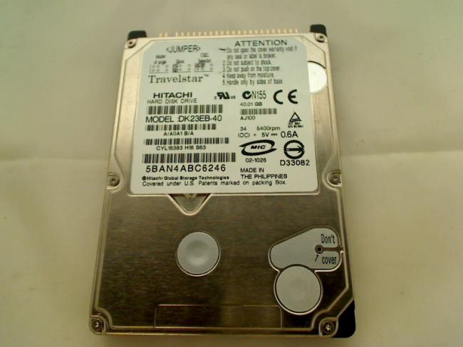 40 GB 2.5" IDE HDD Hitachi DK23EB-40 Festplatte Toshiba P3500