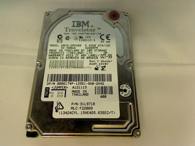 6.49 GB IBM DBCA-206480 IDE 2.5" HDD Festplatte Dell PPL CPi D300XT