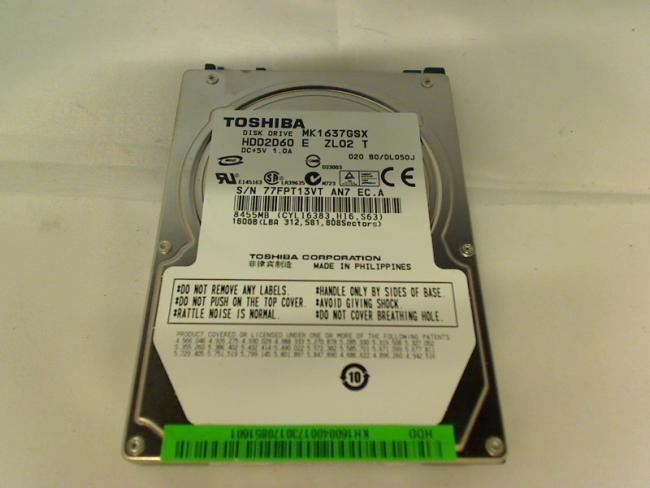 160GB Toshiba HDD2D60 MK1637GSX 2." SATA Festplatte Acer Aspire 5710 JDW50