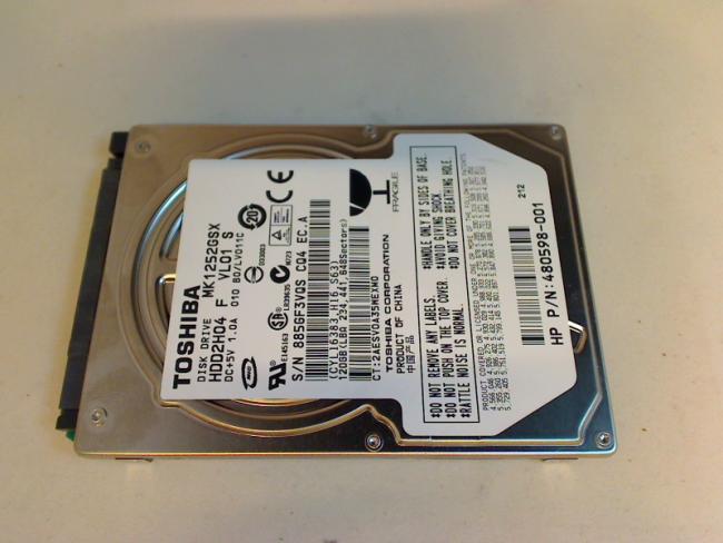 120GB 2.5" SATA Toshiba HDD2H04 F MK1252GSX HDD Festplatte HP Compaq 8510P