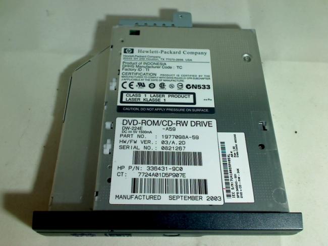 DVD-ROM / CD-RW DRIVE with Bezel & Fixing DW-224E -A59 HP Compaq NX6000