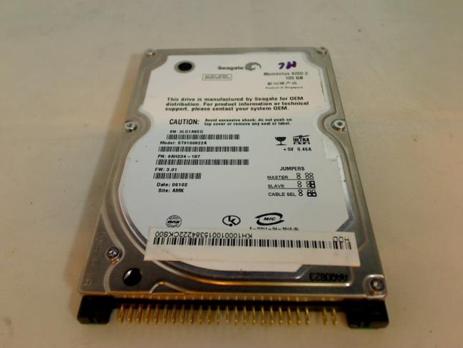 100GB Seagate ST9100822A 2.5" IDE Festplatte HDD Maxdata Pro 7000D X