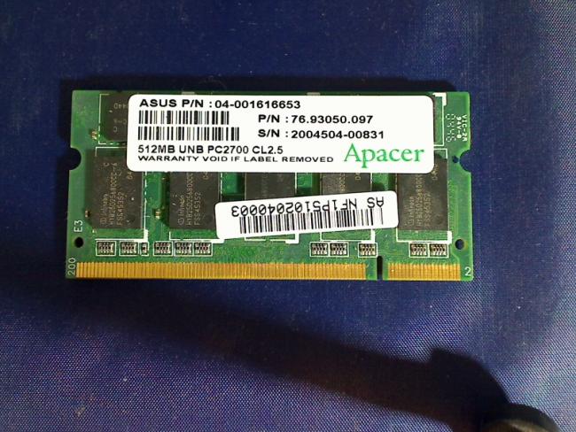 512MB DDR PC2700 Apacer SODIMM Ram Memory Asus W1000