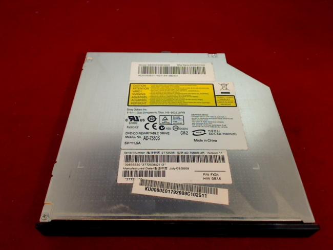 DVD Burner SATA AD-7580S with Bezel & Fixing eMachines G620 ZY5D eMG620