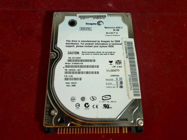 80GB Seagate ST9808210A 2.5" IDE HDD MSI MEGA BOOK M655 MS-10391