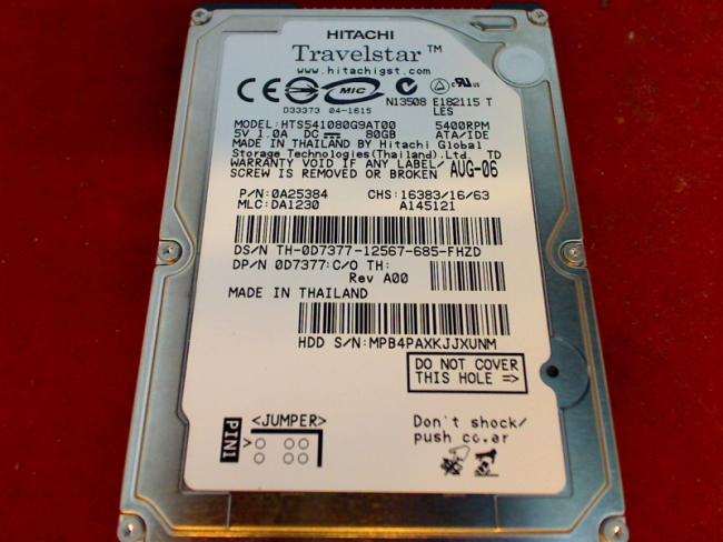 80GB Hitachi HTS541080G9AT00 2.5" IDE HDD Festplatte Dell Inspiron 1300
