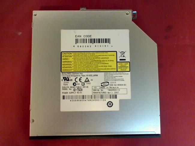 DVD Burner AD-7540A IDE with Bezel & Fixing Toshiba L20-112 PSL2XE